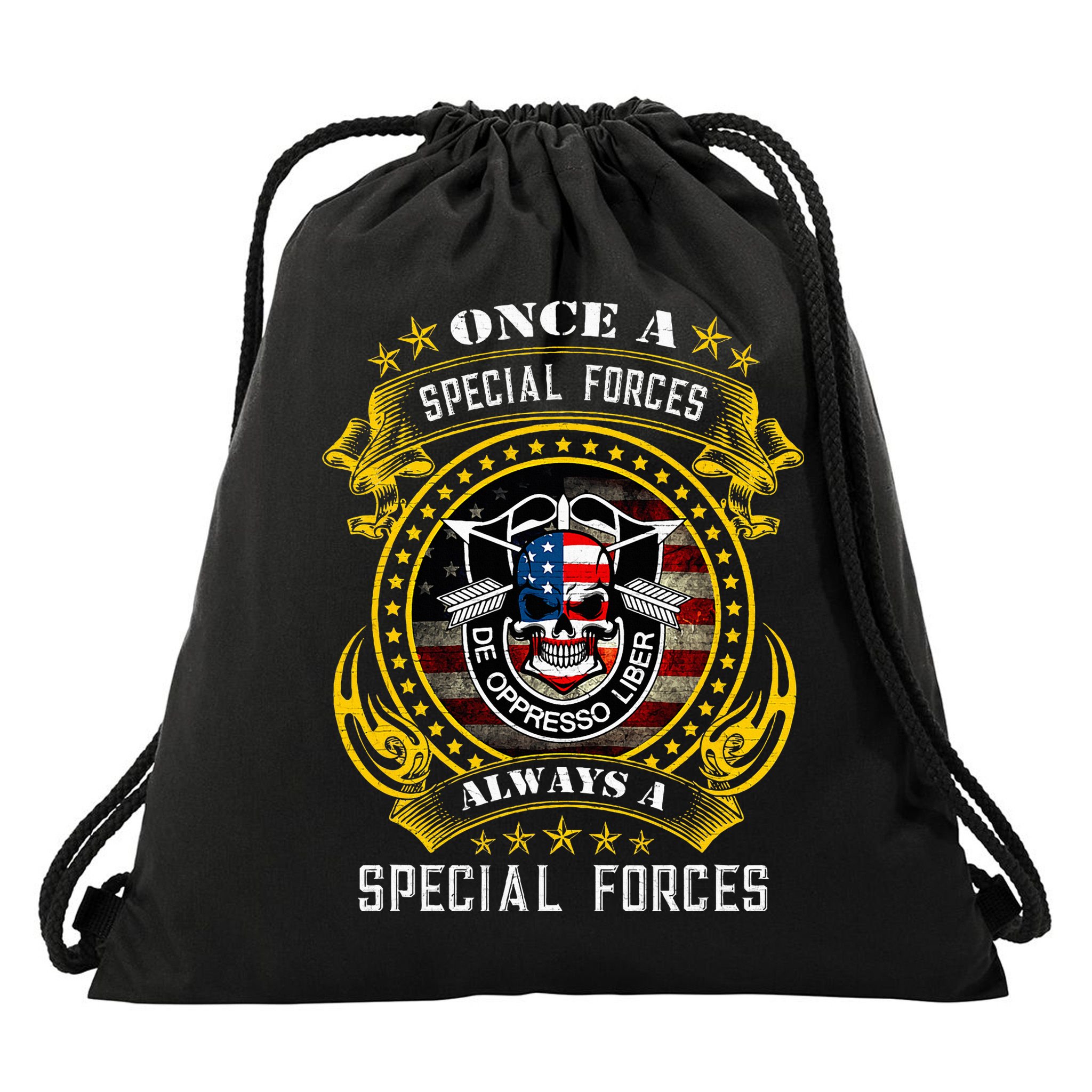 Special Forces De Oppresso Liber Green Beret Skull Drawstring Bag