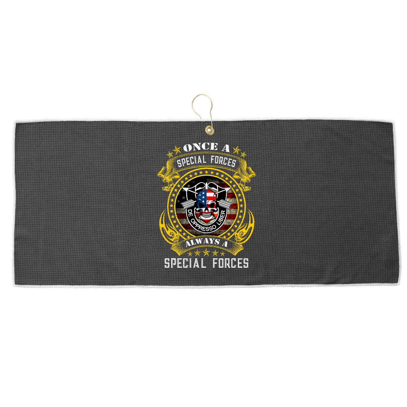 Special Forces De Oppresso Liber Green Beret Skull Large Microfiber Waffle Golf Towel