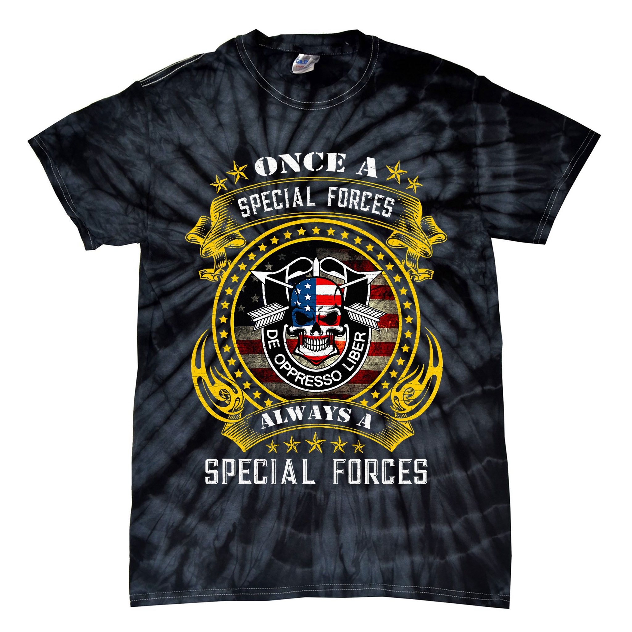 Special Forces De Oppresso Liber Green Beret Skull Tie-Dye T-Shirt