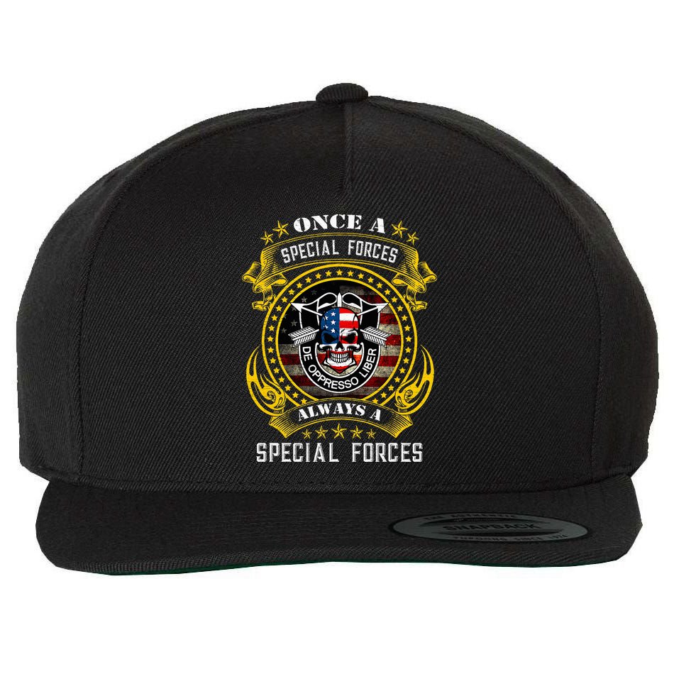 Special Forces De Oppresso Liber Green Beret Skull Wool Snapback Cap