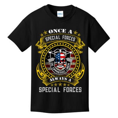 Special Forces De Oppresso Liber Green Beret Skull Kids T-Shirt