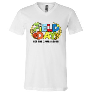 School Field Day Teacher Let The Games Begin Field Day 2022 V-Neck T-Shirt