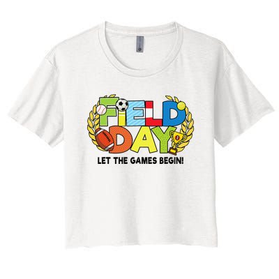 School Field Day Teacher Let The Games Begin Field Day 2022 Women's Crop Top Tee