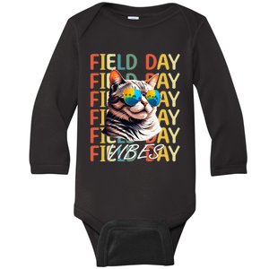 School Field Day Vibes Summer 2024 Cat Teachers Baby Long Sleeve Bodysuit