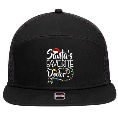 Santa's Favorite Doctor Christmas lights Santa Gifts Xmas 7 Panel Mesh Trucker Snapback Hat