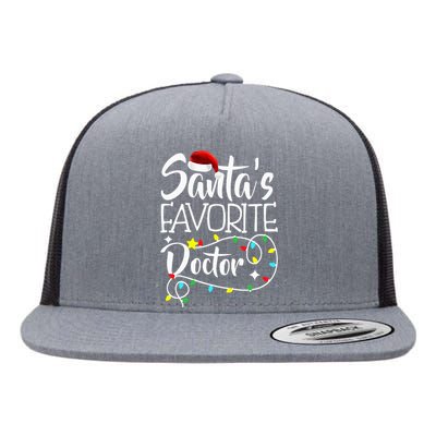 Santa's Favorite Doctor Christmas lights Santa Gifts Xmas Flat Bill Trucker Hat