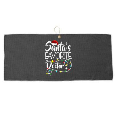 Santa's Favorite Doctor Christmas lights Santa Gifts Xmas Large Microfiber Waffle Golf Towel