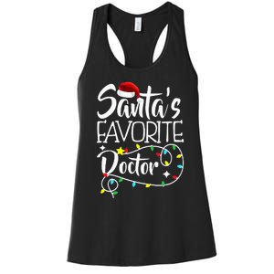 Santa's Favorite Doctor Christmas lights Santa Gifts Xmas Women's Racerback Tank