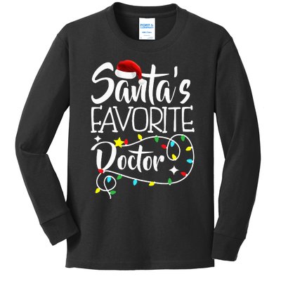 Santa's Favorite Doctor Christmas lights Santa Gifts Xmas Kids Long Sleeve Shirt