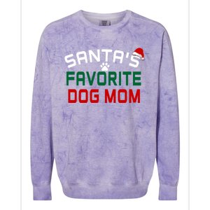 SantaS Favorite Dog Mom Christmas Funny Pets Gift Colorblast Crewneck Sweatshirt