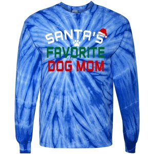 SantaS Favorite Dog Mom Christmas Funny Pets Gift Tie-Dye Long Sleeve Shirt