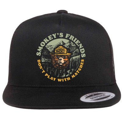 Smokeys Friends Dont Play With Matches Flat Bill Trucker Hat