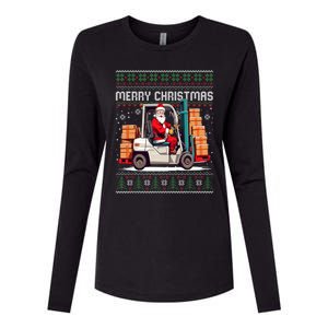 Santa Forklift Driver Christmas Ugly Funny Gift Womens Cotton Relaxed Long Sleeve T-Shirt