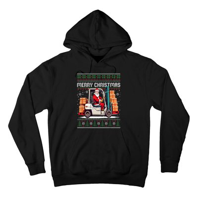 Santa Forklift Driver Christmas Ugly Funny Gift Hoodie