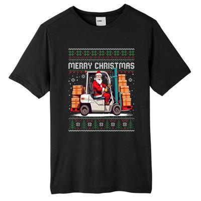 Santa Forklift Driver Christmas Ugly Funny Gift Tall Fusion ChromaSoft Performance T-Shirt