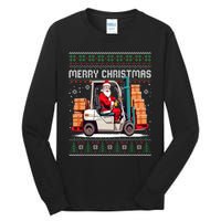 Santa Forklift Driver Christmas Ugly Funny Gift Tall Long Sleeve T-Shirt