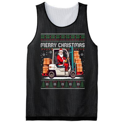 Santa Forklift Driver Christmas Ugly Funny Gift Mesh Reversible Basketball Jersey Tank