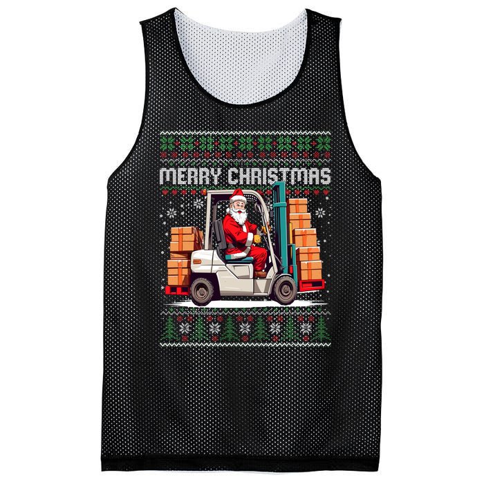 Santa Forklift Driver Christmas Ugly Funny Gift Mesh Reversible Basketball Jersey Tank