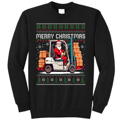 Santa Forklift Driver Christmas Ugly Funny Gift Tall Sweatshirt