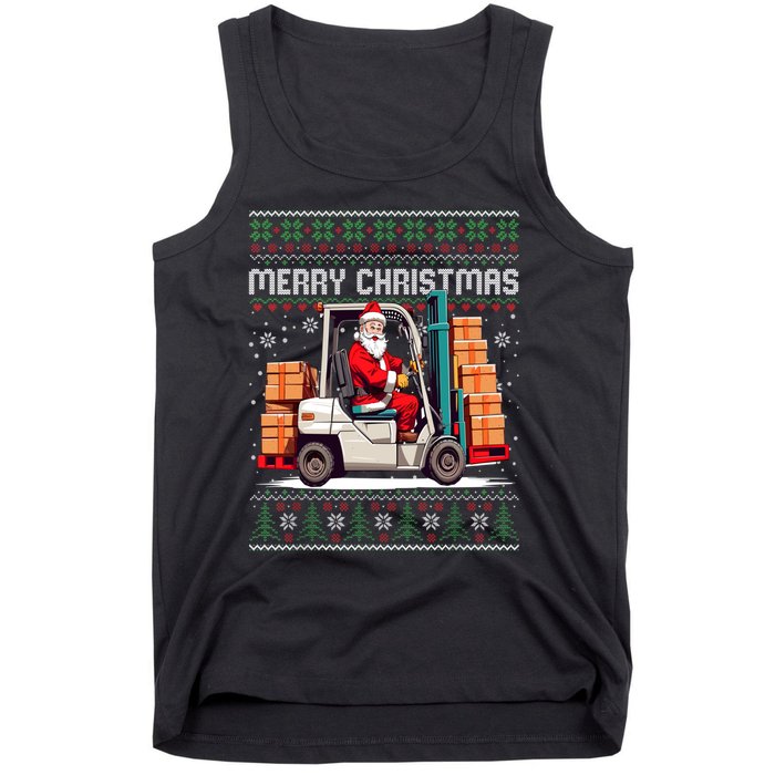 Santa Forklift Driver Christmas Ugly Funny Gift Tank Top