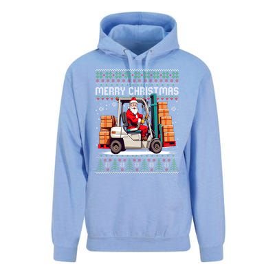 Santa Forklift Driver Christmas Ugly Funny Gift Unisex Surf Hoodie