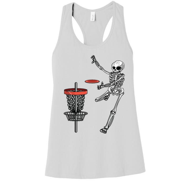 Skeleton Flying Disc Golf Halloween Frisbee Easy Diy Costume Women's Racerback Tank