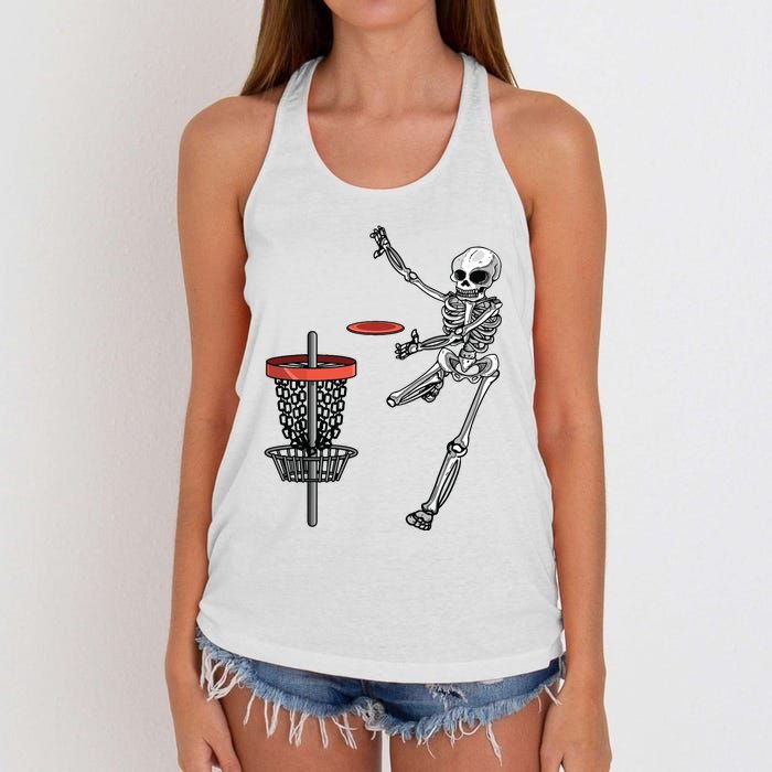 Skeleton Flying Disc Golf Halloween Frisbee Easy Diy Costume Women's Knotted Racerback Tank