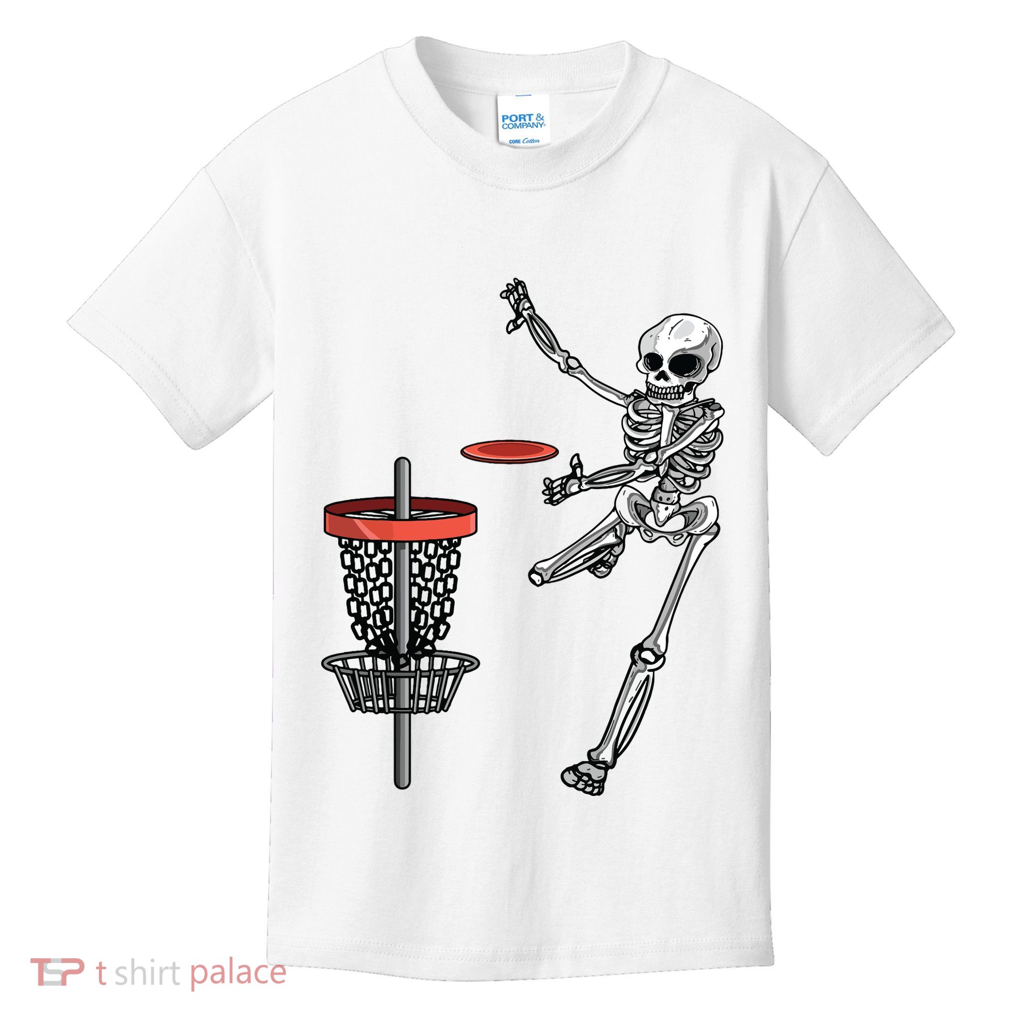 Skeleton Flying Disc Golf Halloween Frisbee Easy Diy Costume Kids T-Shirt