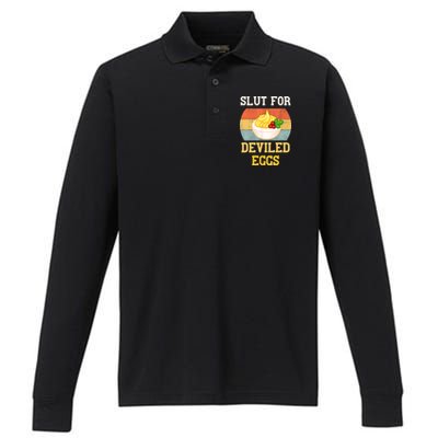 Slut For Deviled Eggs Performance Long Sleeve Polo