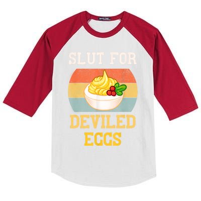 Slut For Deviled Eggs Kids Colorblock Raglan Jersey