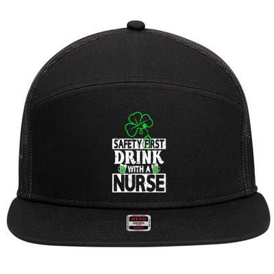 Safety First Drink With A Nurse Vintage 7 Panel Mesh Trucker Snapback Hat