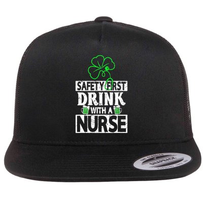 Safety First Drink With A Nurse Vintage Flatbill Hat