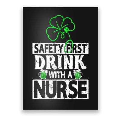 Safety First Drink With A Nurse Vintage Poster