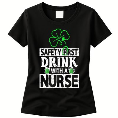 Safety First Drink With A Nurse Vintage Womens T-Shirt