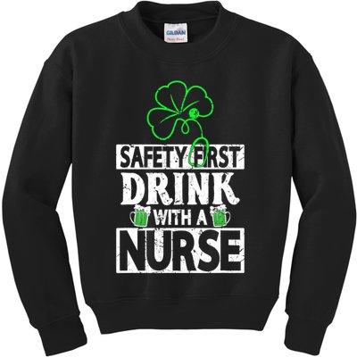 Safety First Drink With A Nurse Vintage Kids Sweatshirt