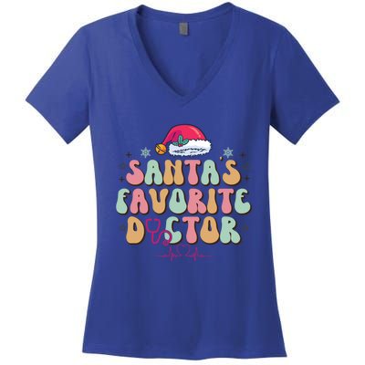 Santas Favorite Doctor Christmas Festive Holiday Gift Women's V-Neck T-Shirt