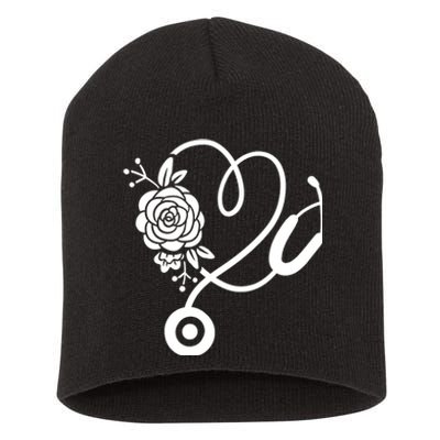 Stethoscope Flower Doctor Nurse Rn Pa Short Acrylic Beanie