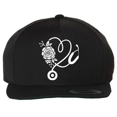 Stethoscope Flower Doctor Nurse Rn Pa Wool Snapback Cap