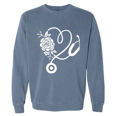 Stethoscope Flower Doctor Nurse Rn Pa Garment-Dyed Sweatshirt