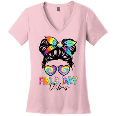 School Field Day Fun Tie Dye Field Day 2023 Women's V-Neck T-Shirt