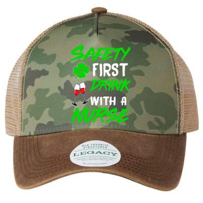 Safety First Drink With A Nurse St Patrick Day Legacy Tie Dye Trucker Hat