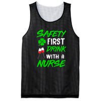 Safety First Drink With A Nurse St Patrick Day Mesh Reversible Basketball Jersey Tank