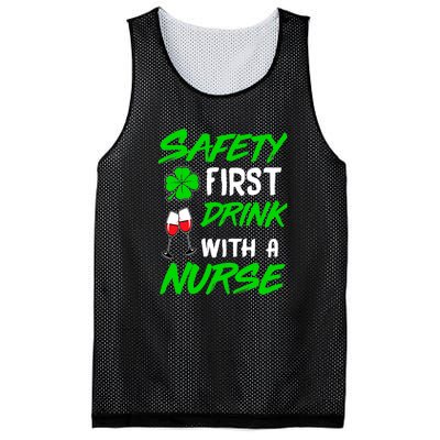 Safety First Drink With A Nurse St Patrick Day Mesh Reversible Basketball Jersey Tank