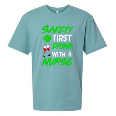 Safety First Drink With A Nurse St Patrick Day Sueded Cloud Jersey T-Shirt