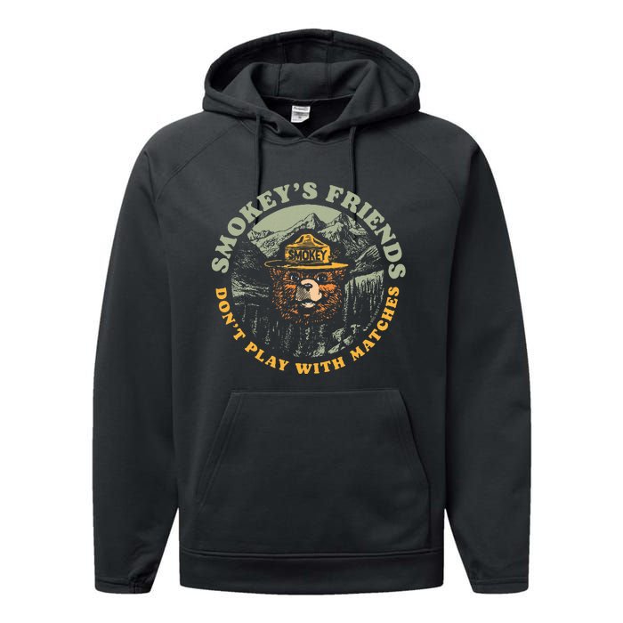 Smokeys Friends Dont Play With Matches Retro Performance Fleece Hoodie