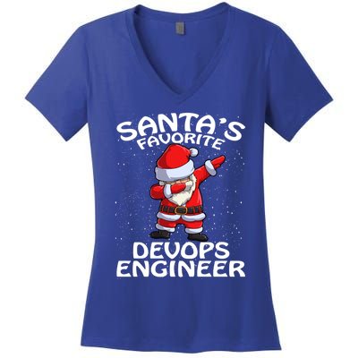 SantaS Favorite Devops Engineer Christmas Gift Women's V-Neck T-Shirt