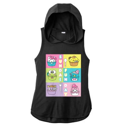 Sundae Fun Day Ft. Sanrio Characters Ice Cream Dessert Ladies PosiCharge Tri-Blend Wicking Draft Hoodie Tank