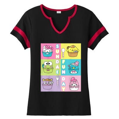 Sundae Fun Day Ft. Sanrio Characters Ice Cream Dessert Ladies Halftime Notch Neck Tee