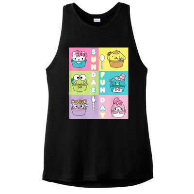 Sundae Fun Day Ft. Sanrio Characters Ice Cream Dessert Ladies PosiCharge Tri-Blend Wicking Tank