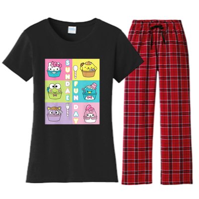 Sundae Fun Day Ft. Sanrio Characters Ice Cream Dessert Women's Flannel Pajama Set